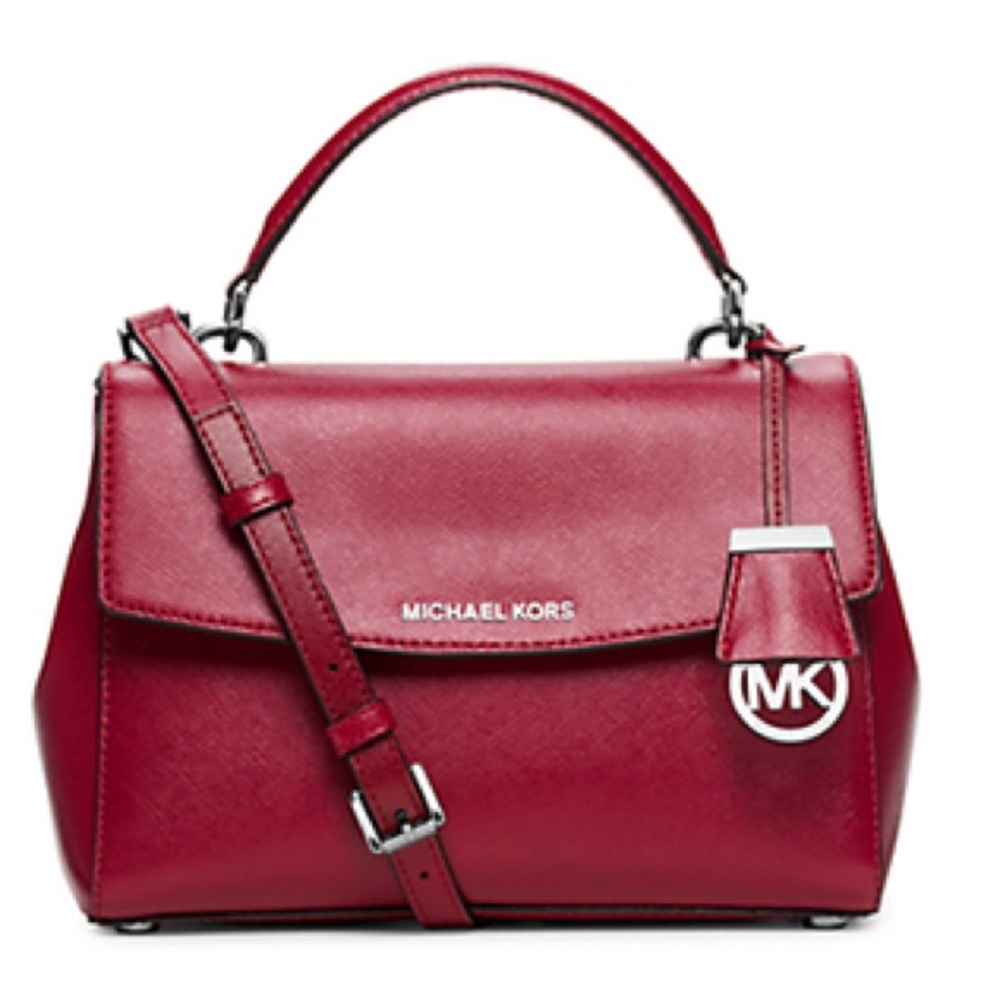 Michael Kors Ava  Saffiano Leather Crossbody Bag  "Cherry Red NWOT